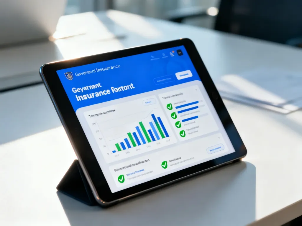 Tablet z otwartym portalem ubezpieczeń społecznych, prezentujący wykresy potwierdzające opłacanie składek przez pracodawcę.